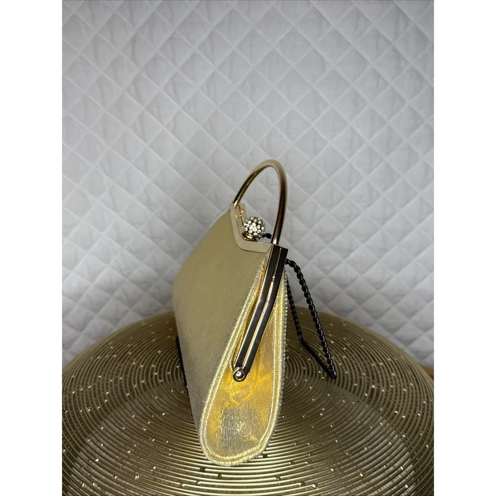 New with Tags Women’s Evening Bag Gala Gold Rhinestone Clutch Detachable‎ Strap